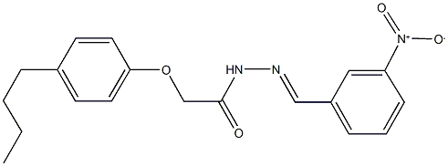 2-(4-butylphenoxy)-N'-{3-nitrobenzylidene}acetohydrazide Struktur