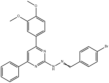 4-bromobenzaldehyde [4-(3,4-dimethoxyphenyl)-6-phenyl-2-pyrimidinyl]hydrazone Struktur