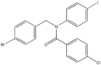 N-[(4-bromophenyl)methyl]-4-chloro-N-(4-iodophenyl)benzamide Struktur