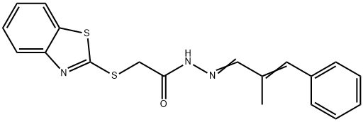 2-(1,3-benzothiazol-2-ylsulfanyl)-N'-(2-methyl-3-phenyl-2-propenylidene)acetohydrazide Struktur