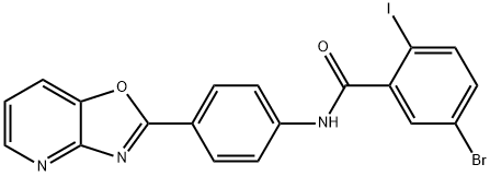 5-bromo-2-iodo-N-(4-[1,3]oxazolo[4,5-b]pyridin-2-ylphenyl)benzamide Struktur