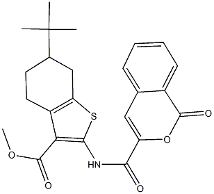 methyl 6-tert-butyl-2-{[(1-oxo-1H-isochromen-3-yl)carbonyl]amino}-4,5,6,7-tetrahydro-1-benzothiophene-3-carboxylate Struktur