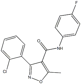 3-(2-chlorophenyl)-N-(4-fluorophenyl)-5-methyl-4-isoxazolecarboxamide Struktur