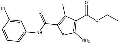 ethyl 2-amino-5-[(3-chloroanilino)carbonyl]-4-methyl-3-thiophenecarboxylate Struktur