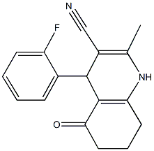 4-(2-fluorophenyl)-2-methyl-5-oxo-1,4,5,6,7,8-hexahydro-3-quinolinecarbonitrile Struktur