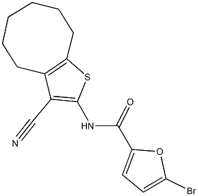 5-bromo-N-(3-cyano-4,5,6,7,8,9-hexahydrocycloocta[b]thiophen-2-yl)-2-furamide Struktur