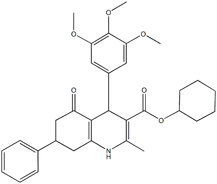 cyclohexyl 2-methyl-5-oxo-7-phenyl-4-(3,4,5-trimethoxyphenyl)-1,4,5,6,7,8-hexahydro-3-quinolinecarboxylate Struktur