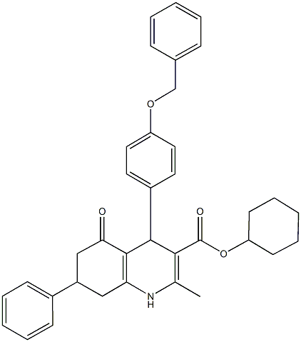 cyclohexyl 4-[4-(benzyloxy)phenyl]-2-methyl-5-oxo-7-phenyl-1,4,5,6,7,8-hexahydro-3-quinolinecarboxylate Struktur