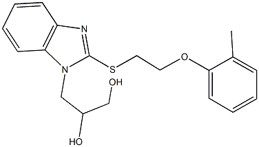 3-(2-{[2-(2-methylphenoxy)ethyl]sulfanyl}-1H-benzimidazol-1-yl)-1,2-propanediol Struktur