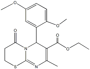 ethyl 6-(2,5-dimethoxyphenyl)-8-methyl-4-oxo-3,4-dihydro-2H,6H-pyrimido[2,1-b][1,3]thiazine-7-carboxylate Struktur