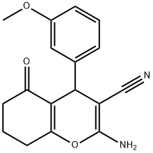 2-amino-4-(3-methoxyphenyl)-5-oxo-5,6,7,8-tetrahydro-4H-chromene-3-carbonitrile Struktur