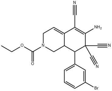 ethyl 6-amino-8-(3-bromophenyl)-5,7,7-tricyano-3,7,8,8a-tetrahydro-2(1H)-isoquinolinecarboxylate Struktur