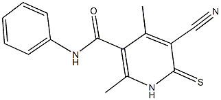 5-cyano-2,4-dimethyl-N-phenyl-6-thioxo-1,6-dihydro-3-pyridinecarboxamide Struktur