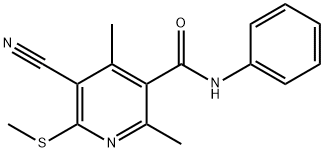 5-cyano-2,4-dimethyl-6-(methylsulfanyl)-N-phenylnicotinamide Struktur