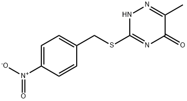 3-({4-nitrobenzyl}sulfanyl)-6-methyl-1,2,4-triazin-5(4H)-one Struktur