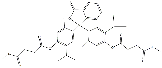 1-[2-isopropyl-4-(1-{5-isopropyl-4-[(4-methoxy-4-oxobutanoyl)oxy]-2-methylphenyl}-3-oxo-1,3-dihydro-2-benzofuran-1-yl)-5-methylphenyl] 4-methyl succinate Struktur