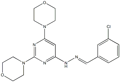 3-chlorobenzaldehyde (2,6-dimorpholin-4-ylpyrimidin-4-yl)hydrazone Struktur