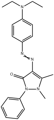 4-{[4-(diethylamino)phenyl]diazenyl}-1,5-dimethyl-2-phenyl-1,2-dihydro-3H-pyrazol-3-one Struktur