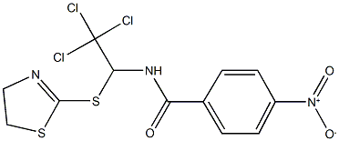 4-nitro-N-[2,2,2-trichloro-1-(4,5-dihydro-1,3-thiazol-2-ylsulfanyl)ethyl]benzamide Struktur