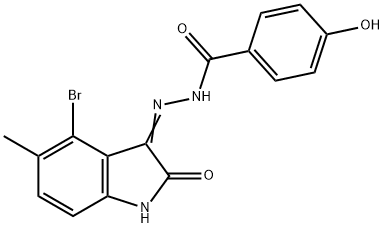 N'-(4-bromo-5-methyl-2-oxo-1,2-dihydro-3H-indol-3-ylidene)-4-hydroxybenzohydrazide Struktur