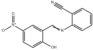 2-({2-hydroxy-5-nitrobenzylidene}amino)benzonitrile Struktur