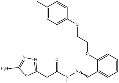 2-(5-amino-1,3,4-thiadiazol-2-yl)-N'-{2-[2-(4-methylphenoxy)ethoxy]benzylidene}acetohydrazide Struktur