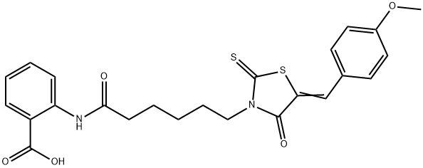 2-({6-[5-(4-methoxybenzylidene)-4-oxo-2-thioxo-1,3-thiazolidin-3-yl]hexanoyl}amino)benzoic acid Struktur