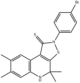 2-(4-bromophenyl)-4,4,7,8-tetramethyl-4,5-dihydroisothiazolo[5,4-c]quinoline-1(2H)-thione Struktur