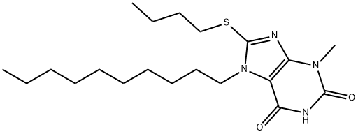 8-(butylsulfanyl)-7-decyl-3-methyl-3,7-dihydro-1H-purine-2,6-dione Struktur