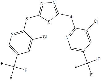 3-chloro-2-[(5-{[3-chloro-5-(trifluoromethyl)-2-pyridinyl]sulfanyl}-1,3,4-thiadiazol-2-yl)sulfanyl]-5-(trifluoromethyl)pyridine Struktur