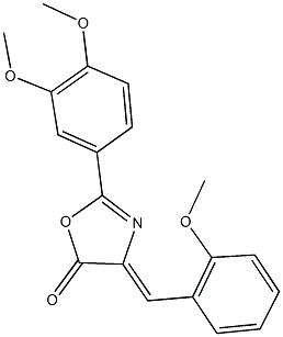 2-(3,4-dimethoxyphenyl)-4-(2-methoxybenzylidene)-1,3-oxazol-5(4H)-one Struktur