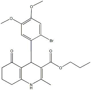 propyl 4-(2-bromo-4,5-dimethoxyphenyl)-2-methyl-5-oxo-1,4,5,6,7,8-hexahydro-3-quinolinecarboxylate Struktur