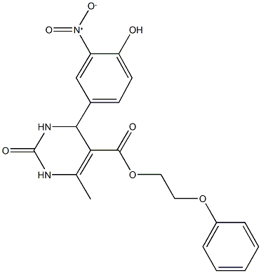 2-phenoxyethyl 4-{4-hydroxy-3-nitrophenyl}-6-methyl-2-oxo-1,2,3,4-tetrahydro-5-pyrimidinecarboxylate Struktur