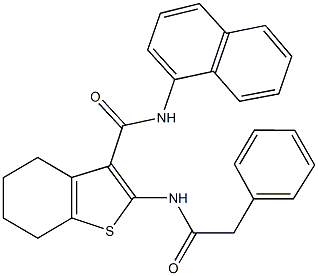 N-(1-naphthyl)-2-[(phenylacetyl)amino]-4,5,6,7-tetrahydro-1-benzothiophene-3-carboxamide Struktur