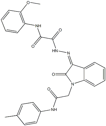 N-(2-methoxyphenyl)-2-oxo-2-(2-{2-oxo-1-[2-oxo-2-(4-toluidino)ethyl]-1,2-dihydro-3H-indol-3-ylidene}hydrazino)acetamide Struktur