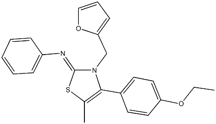 N-(4-(4-ethoxyphenyl)-3-(2-furylmethyl)-5-methyl-1,3-thiazol-2(3H)-ylidene)-N-phenylamine Struktur