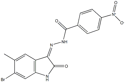 N'-(6-bromo-5-methyl-2-oxo-1,2-dihydro-3H-indol-3-ylidene)-4-nitrobenzohydrazide Struktur