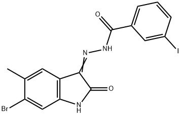 N'-(6-bromo-5-methyl-2-oxo-1,2-dihydro-3H-indol-3-ylidene)-3-iodobenzohydrazide Struktur