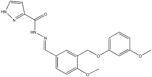 N'-{4-methoxy-3-[(3-methoxyphenoxy)methyl]benzylidene}-1H-pyrazole-3-carbohydrazide Struktur