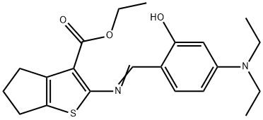 ethyl 2-{[4-(diethylamino)-2-hydroxybenzylidene]amino}-5,6-dihydro-4H-cyclopenta[b]thiophene-3-carboxylate Struktur