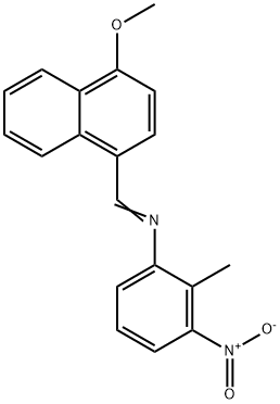 N-[(4-methoxy-1-naphthyl)methylene]-2-methyl-3-nitroaniline Struktur