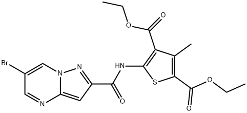 diethyl 5-{[(6-bromopyrazolo[1,5-a]pyrimidin-2-yl)carbonyl]amino}-3-methylthiophene-2,4-dicarboxylate Struktur