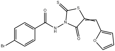 4-bromo-N-[5-(2-furylmethylene)-4-oxo-2-thioxo-1,3-thiazolidin-3-yl]benzamide Struktur