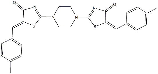 5-(4-methylbenzylidene)-2-{4-[5-(4-methylbenzylidene)-4-oxo-4,5-dihydro-1,3-thiazol-2-yl]-1-piperazinyl}-1,3-thiazol-4(5H)-one Struktur