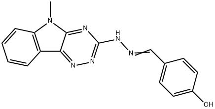 4-hydroxybenzaldehyde (5-methyl-5H-[1,2,4]triazino[5,6-b]indol-3-yl)hydrazone Struktur