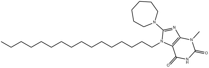 8-azepan-1-yl-7-hexadecyl-3-methyl-3,7-dihydro-1H-purine-2,6-dione Struktur