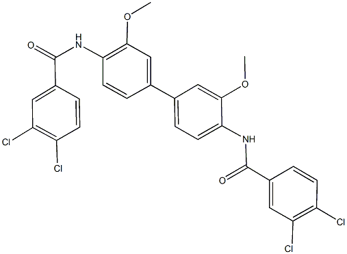 3,4-dichloro-N-[4'-{[(3,4-dichlorophenyl)carbonyl]amino}-3,3'-bis(methyloxy)[1,1'-biphenyl]-4-yl]benzamide Struktur