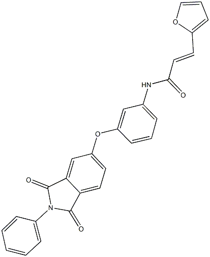 N-{3-[(1,3-dioxo-2-phenyl-2,3-dihydro-1H-isoindol-5-yl)oxy]phenyl}-3-(2-furyl)acrylamide Struktur