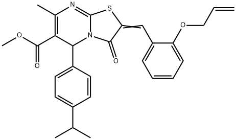 methyl 2-[2-(allyloxy)benzylidene]-5-(4-isopropylphenyl)-7-methyl-3-oxo-2,3-dihydro-5H-[1,3]thiazolo[3,2-a]pyrimidine-6-carboxylate Struktur