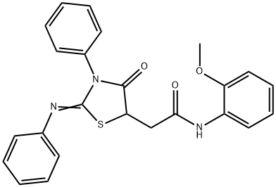 N-(2-methoxyphenyl)-2-[4-oxo-3-phenyl-2-(phenylimino)-1,3-thiazolidin-5-yl]acetamide Struktur